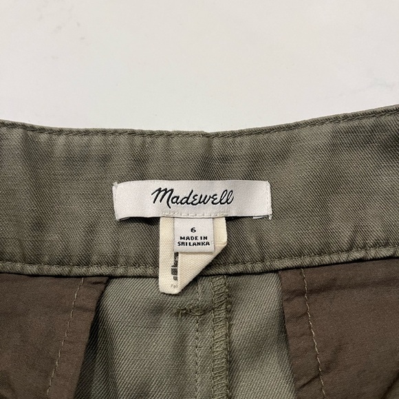 Madewell Harlow Wide Leg Pants Women 6 Olive Linen Blend High Rise Pleated - Picture 5 of 8